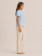Sélavine - Dames Blouse Met Knoopdetail En Contraststiksels