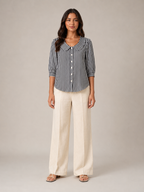 Savinora - Gestreepte Blouse Met Ronde Kraag En Pofmouwen
