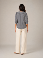 Savinora - Gestreepte Blouse Met Ronde Kraag En Pofmouwen