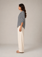 Savinora - Gestreepte Blouse Met Ronde Kraag En Pofmouwen
