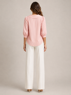 Savinora - Gestreepte Blouse Met Ronde Kraag En Pofmouwen