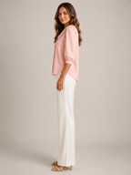 Savinora - Gestreepte Blouse Met Ronde Kraag En Pofmouwen