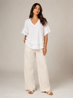 Sybeline - Dames Blouse Met V-hals En Franjeranden