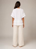Sybeline - Dames Blouse Met V-hals En Franjeranden