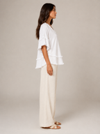 Sybeline - Dames Blouse Met V-hals En Franjeranden