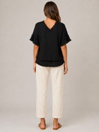 Sybeline - Dames Blouse Met V-hals En Franjeranden