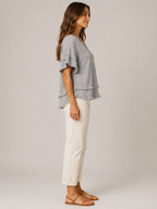 Sybeline - Dames Blouse Met V-hals En Franjeranden
