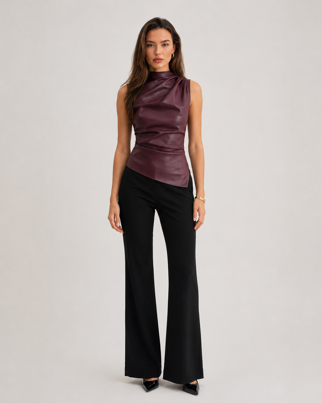 Jovana - Kunstleer Tanktop Met Moderne Snit