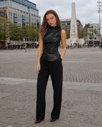 Jovana - Kunstleer Tanktop met Moderne Snit