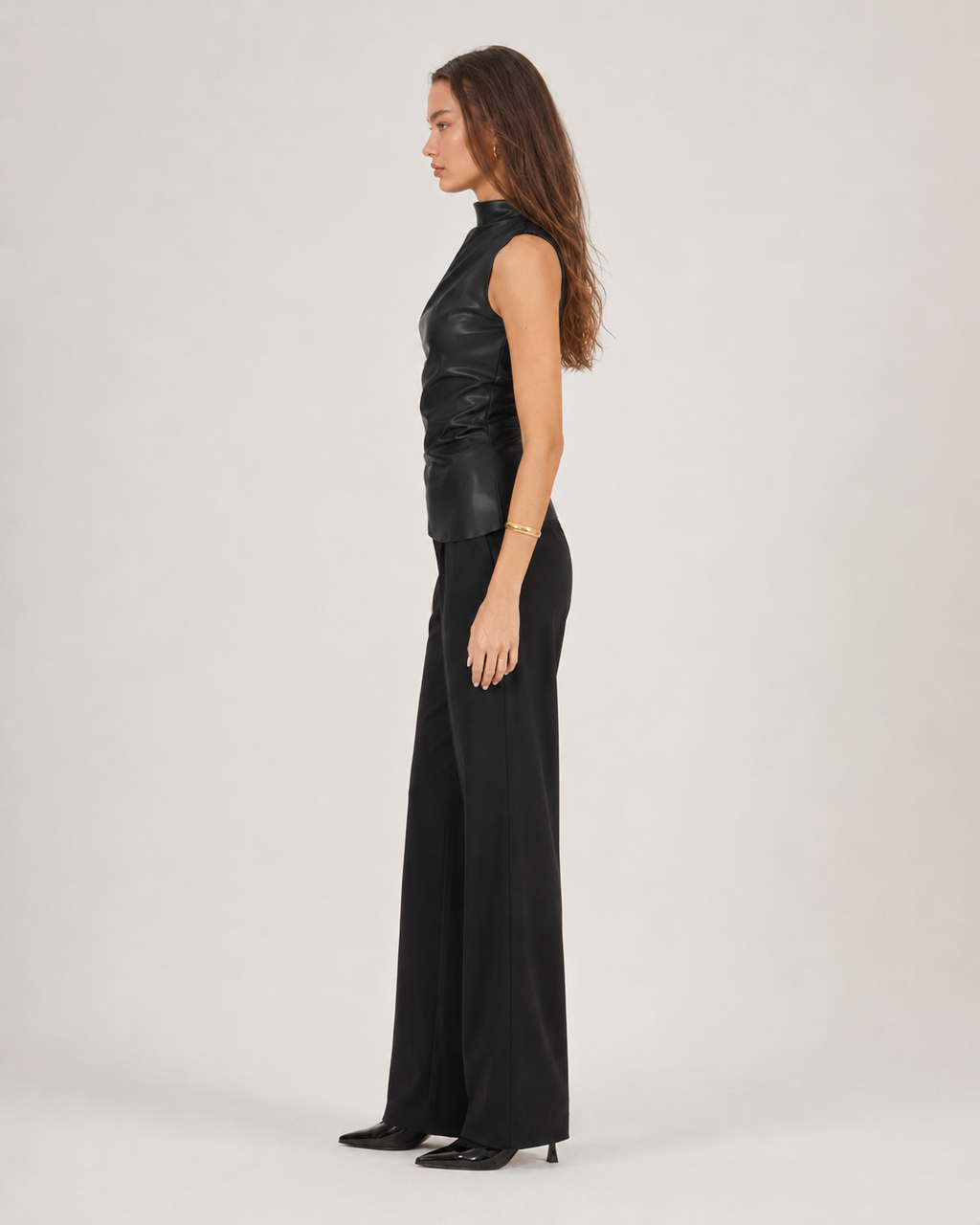 Jovana - Kunstleer Tanktop Met Moderne Snit