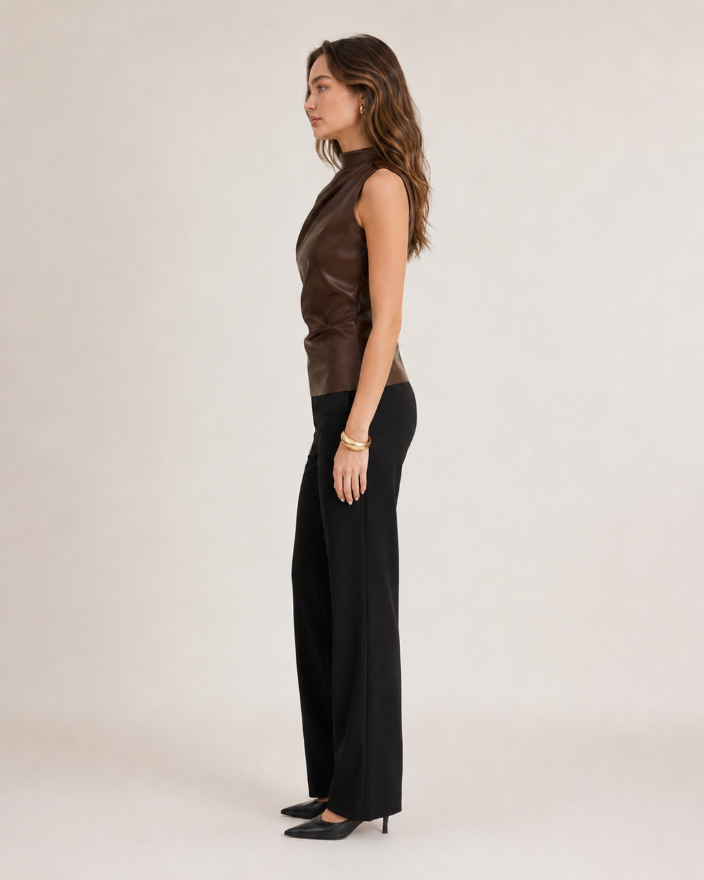 Jovana - Kunstleer Tanktop Met Moderne Snit