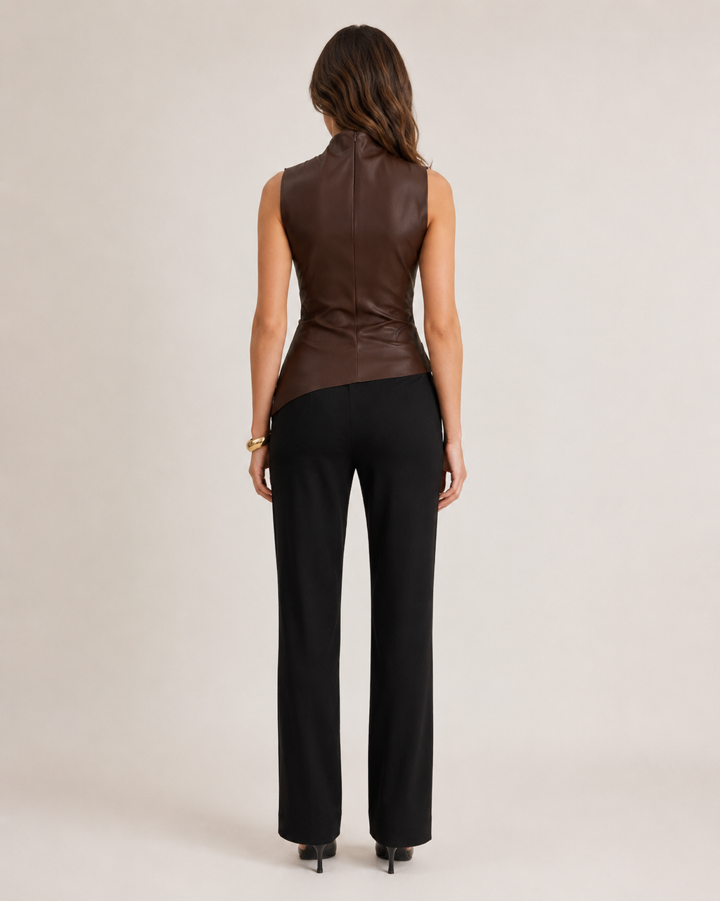 Jovana - Kunstleer Tanktop Met Moderne Snit
