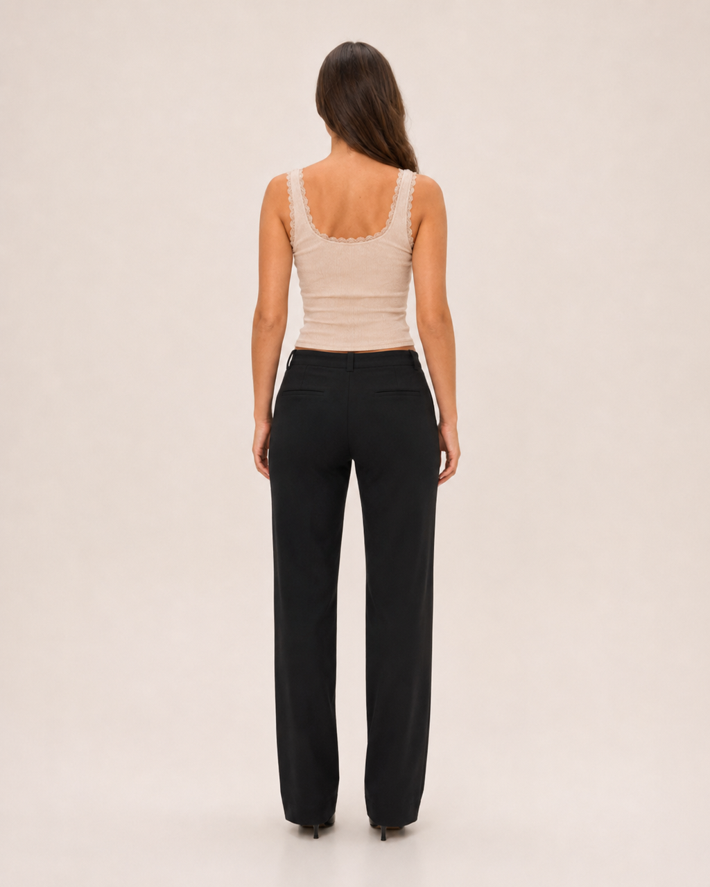 Jaline - Rib Tanktop Met Kant En Strik