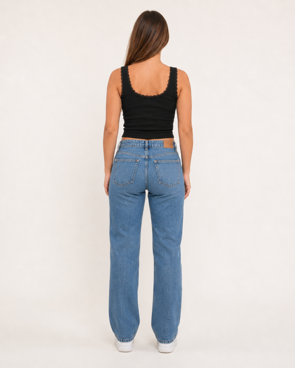 Jaline - Rib Tanktop Met Kant En Strik