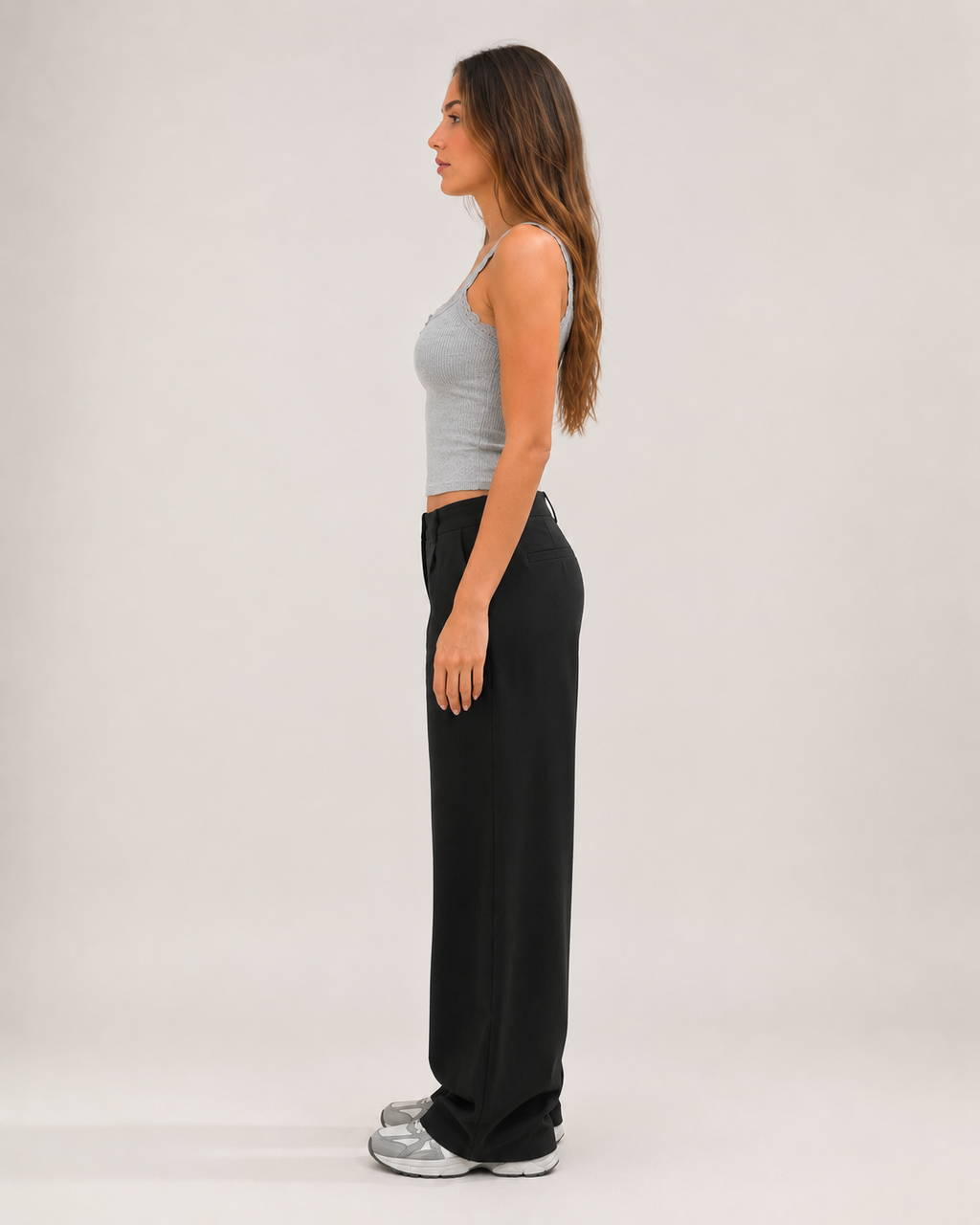Jaline - Rib Tanktop Met Kant En Strik