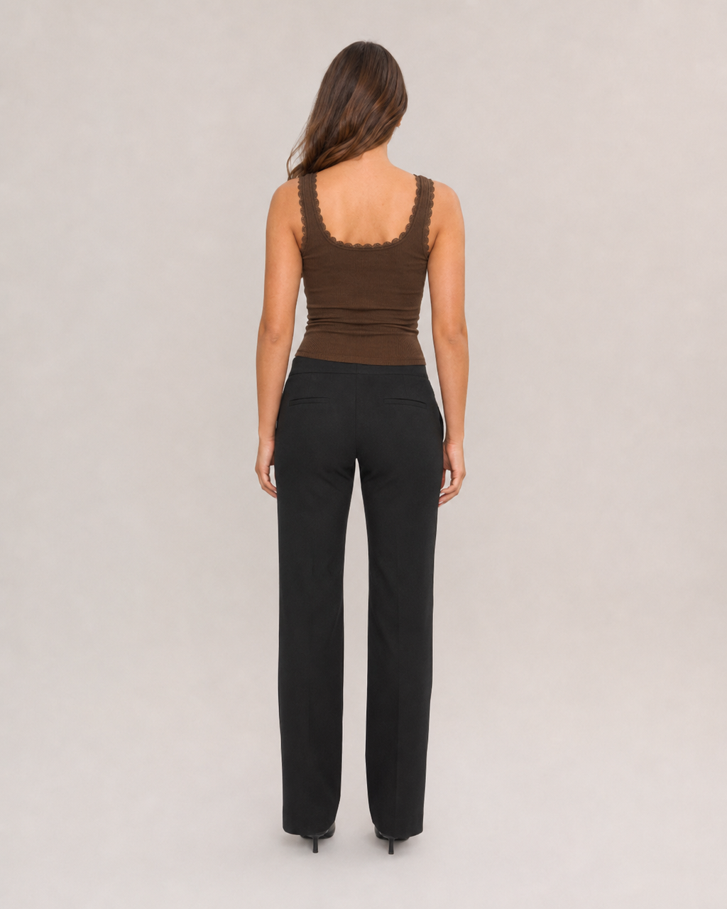 Jaline - Rib Tanktop Met Kant En Strik