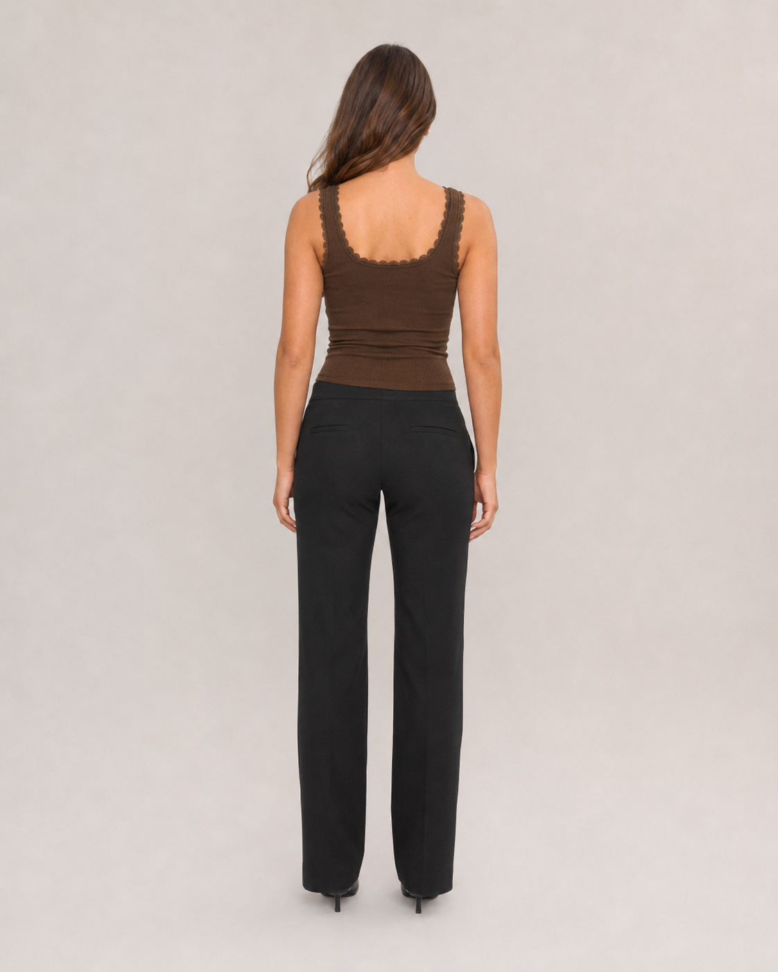 Jaline - Rib Tanktop Met Kant En Strik