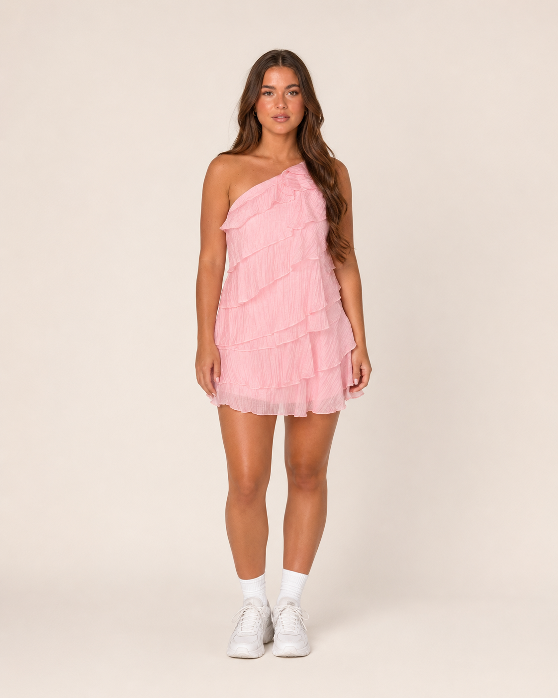 Franca - One-shoulder Mini-jurk Met Strikdetail En A-lijn Rok