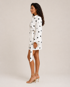 Nadile - Crème Dames Blouse Met Stippenprint En Kraag