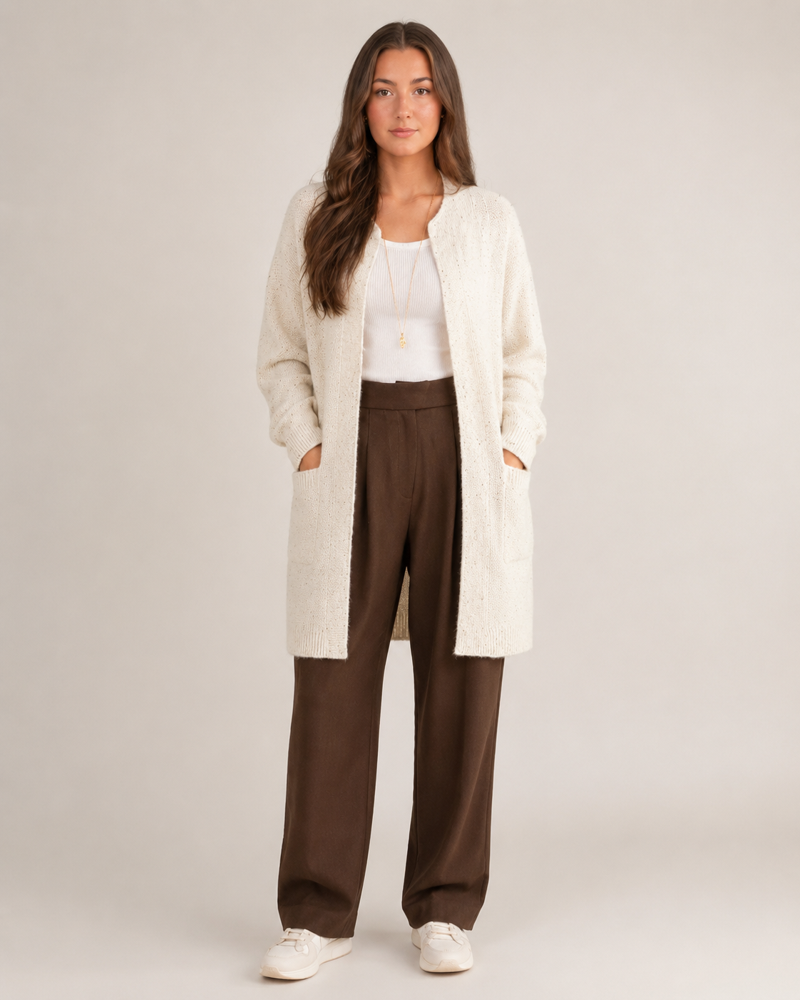 Elise - Wollen Dames Vest Met Stippenprint En Ronde Hals