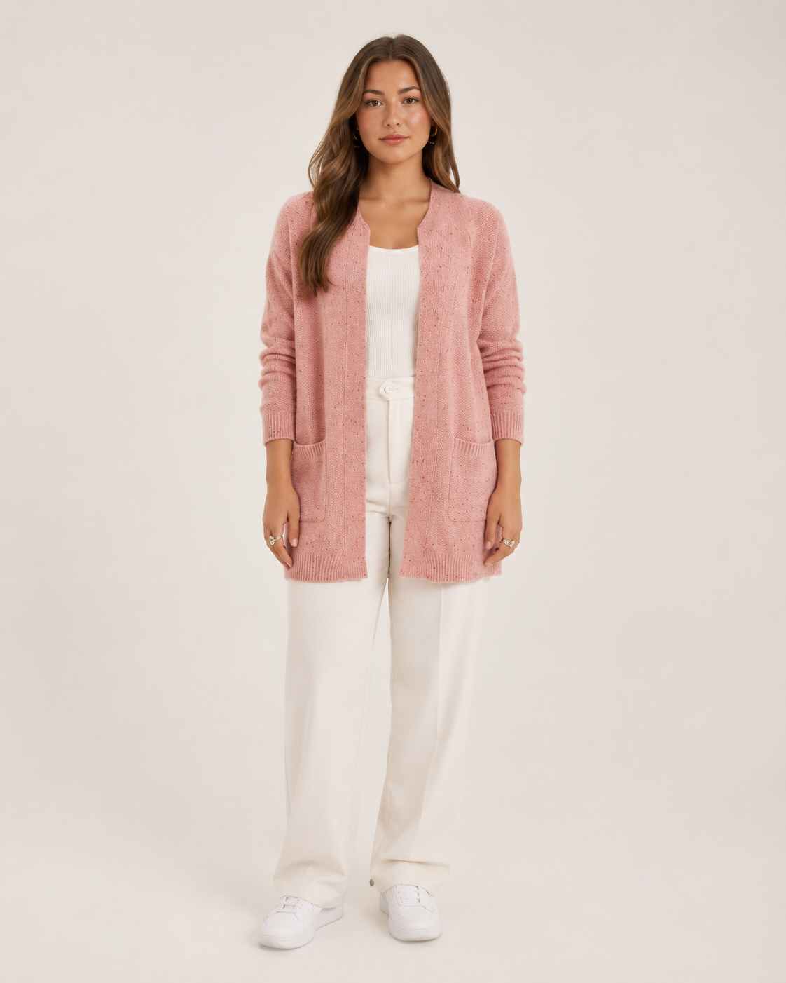 Elise - Wollen Dames Vest Met Stippenprint En Ronde Hals