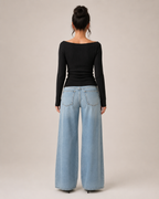 Annebel - Zwarte Dames Off-shoulder Top Met Plooien