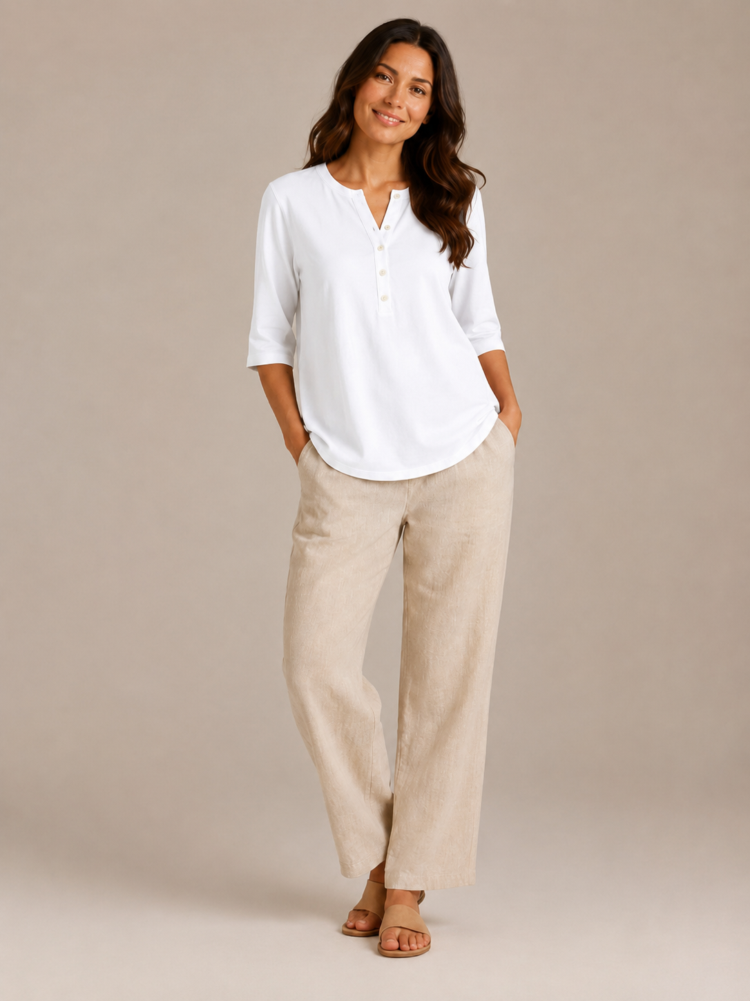 Soraline - Damesblouse met klassieke kraag en contrasterende knopen