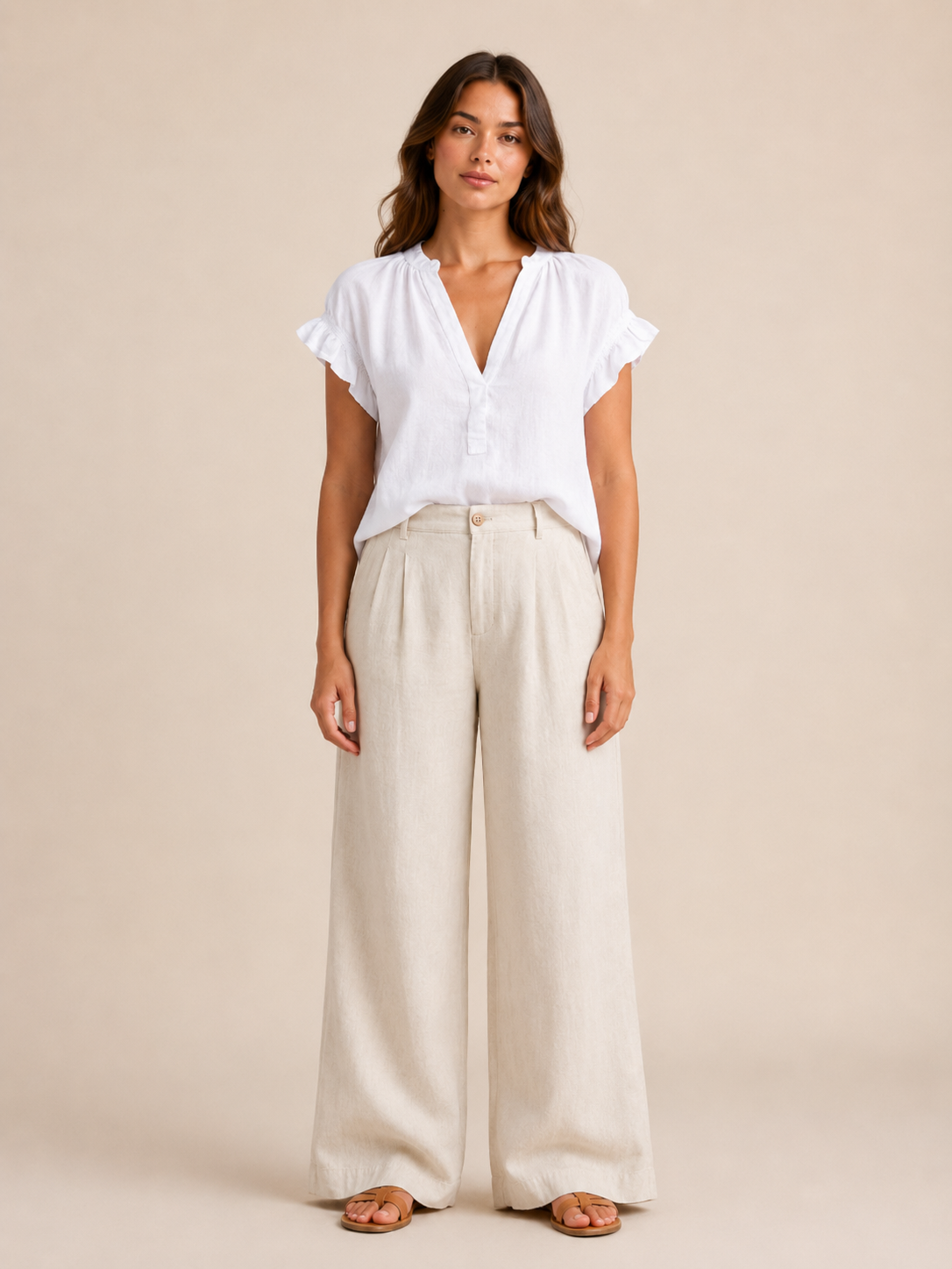 Sorevianne - Dames Blouse Met V-hals En Uitlopende Mouwen