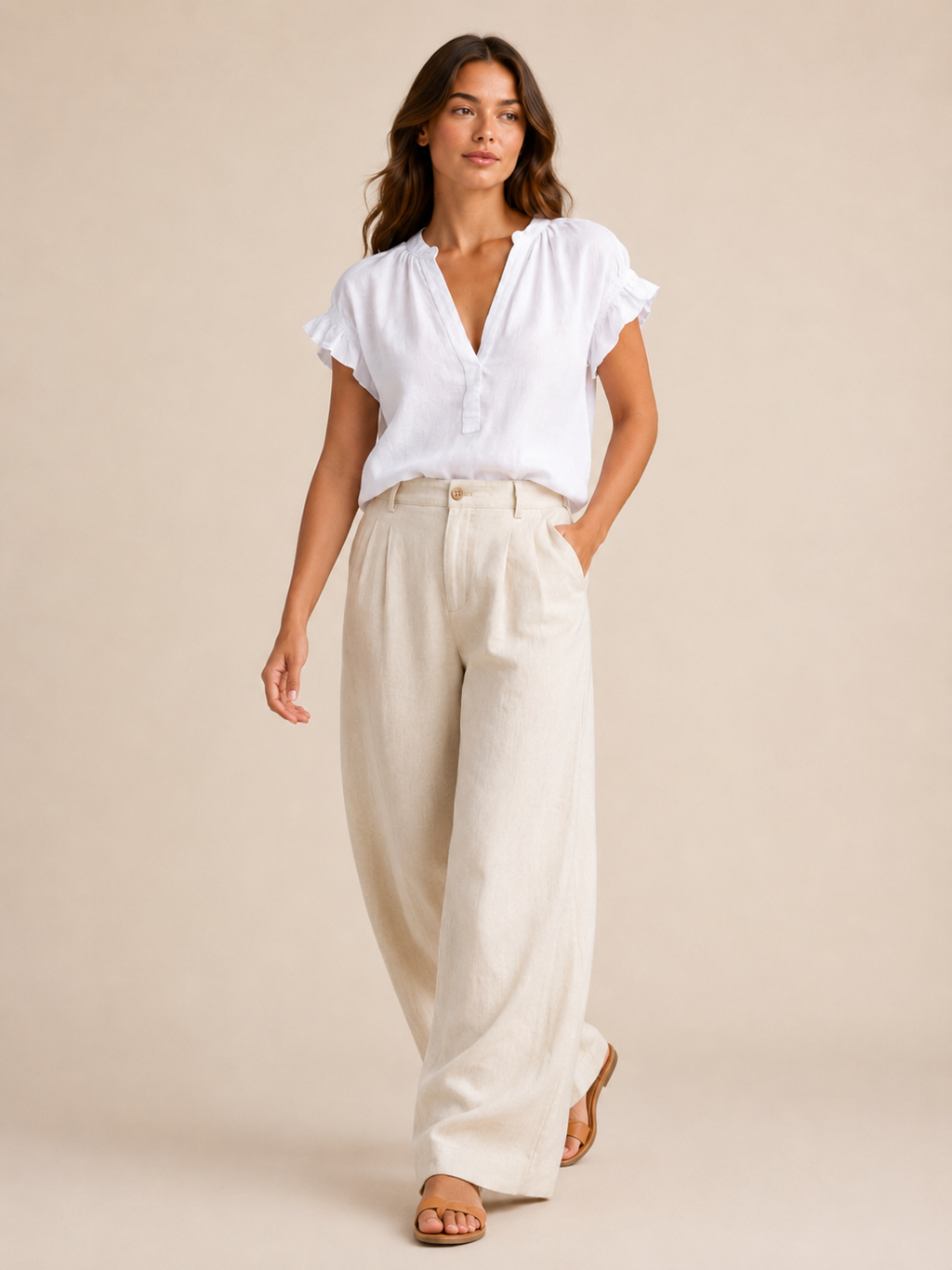 Sorevianne - Dames Blouse Met V-hals En Uitlopende Mouwen