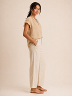 Sorevianne - Dames Blouse Met V-hals En Uitlopende Mouwen