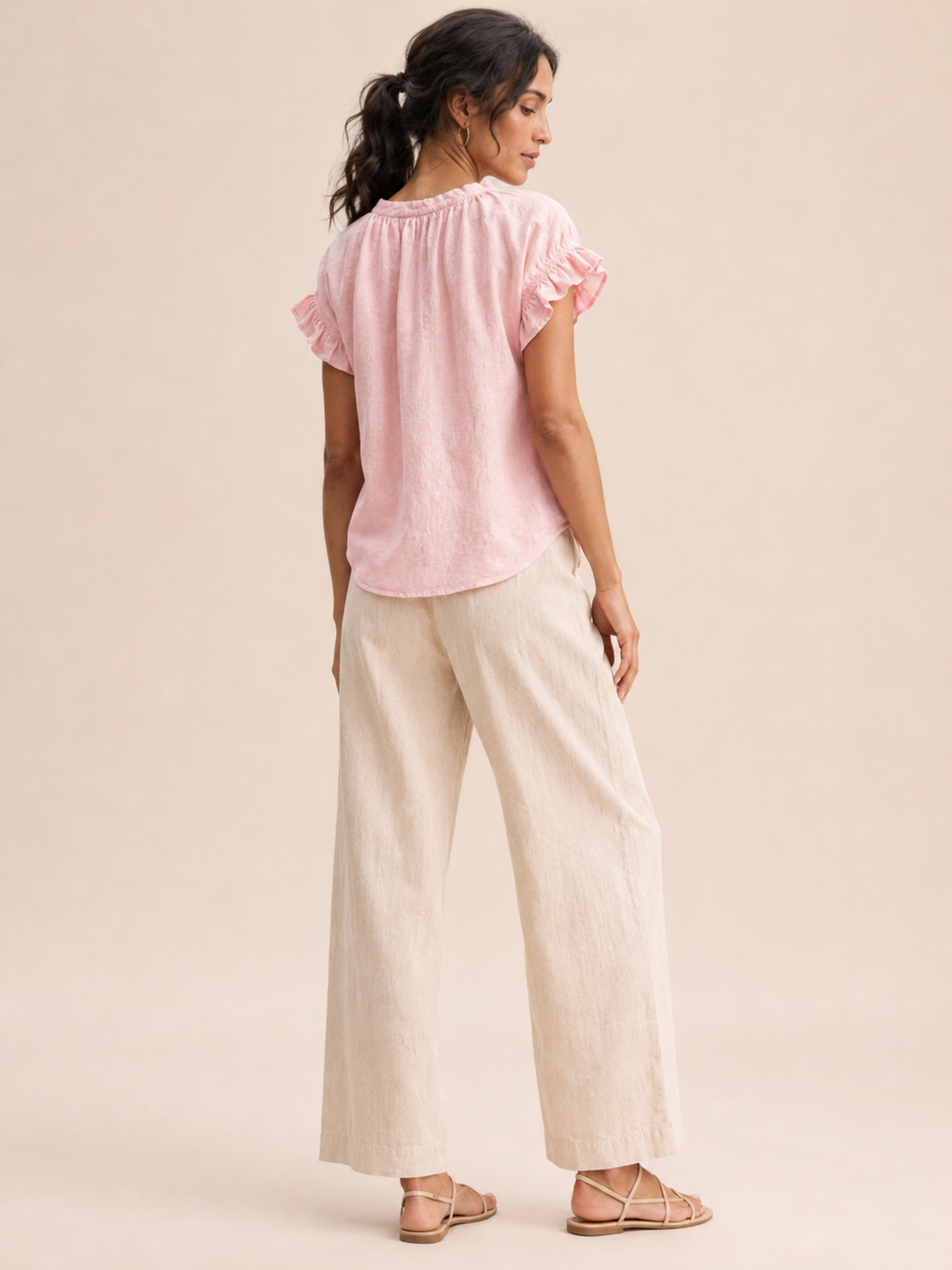 Sorevianne - Dames Blouse Met V-hals En Uitlopende Mouwen