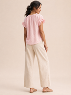 Sorevianne - Dames Blouse Met V-hals En Uitlopende Mouwen