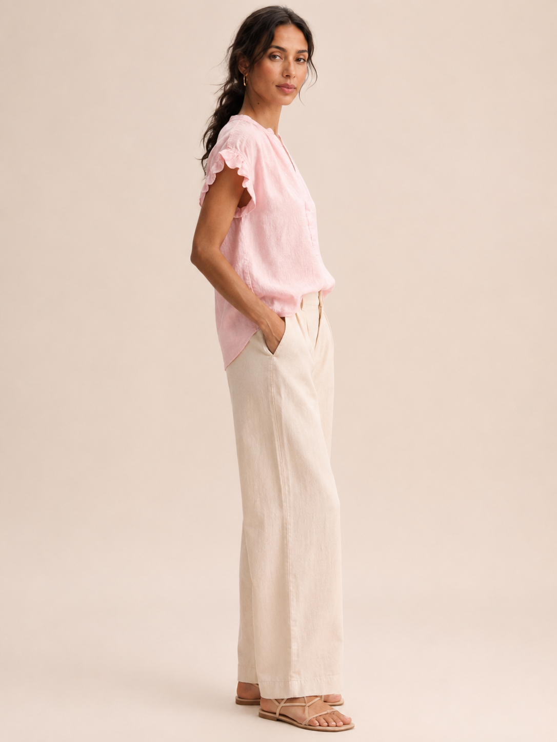 Sorevianne - Dames Blouse Met V-hals En Uitlopende Mouwen