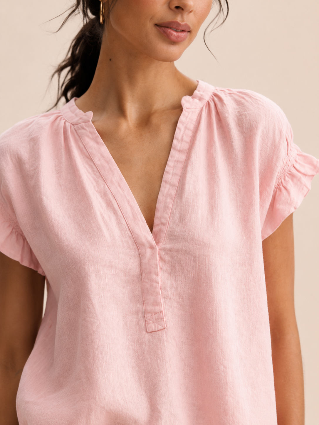 Sorevianne - Dames Blouse Met V-hals En Uitlopende Mouwen