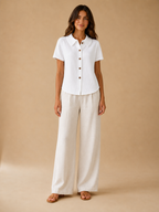 Saveraine - Dames Blouse Met Kraag En Knoopsluiting