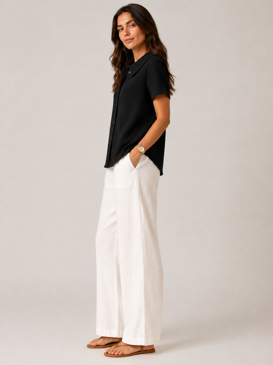 Saveraine - Dames Blouse Met Kraag En Knoopsluiting