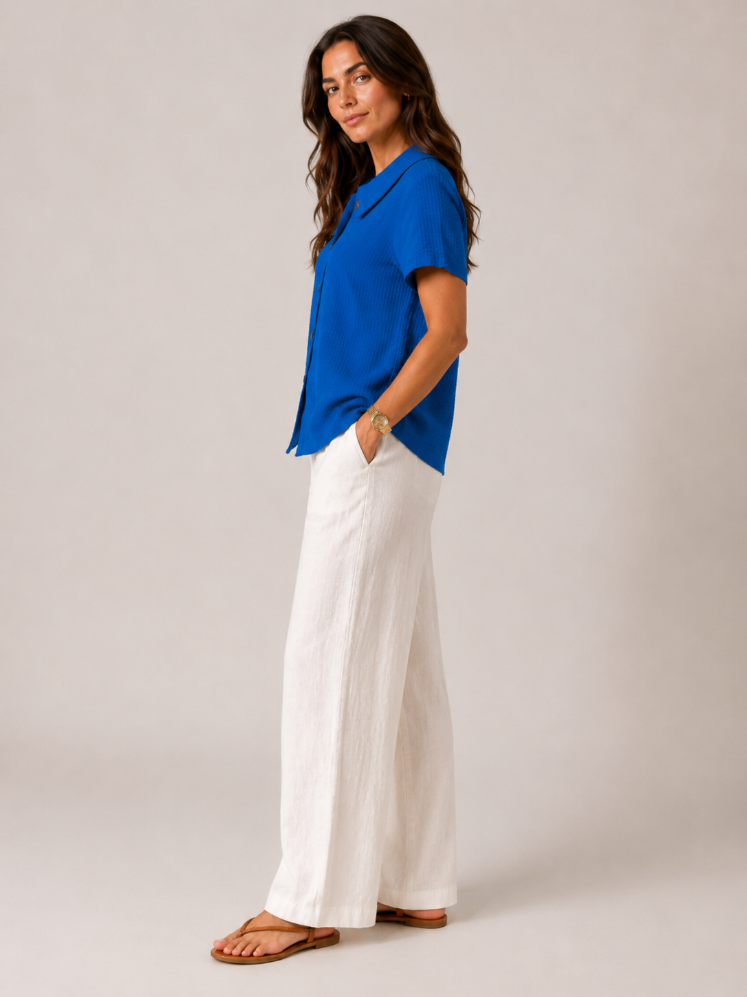 Saveraine - Dames Blouse Met Kraag En Knoopsluiting