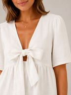 Syléora - Dames Blouse Met V-hals En Strikdetail