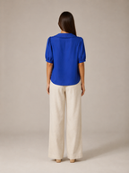 Sélorine - Dames Blouse Met Ronde Kraag En Knoopsluiting