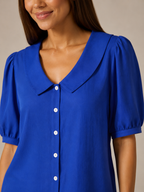 Sélorine - Dames Blouse Met Ronde Kraag En Knoopsluiting
