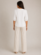 Sélorine - Dames Blouse Met Ronde Kraag En Knoopsluiting