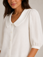 Sélorine - Dames Blouse Met Ronde Kraag En Knoopsluiting