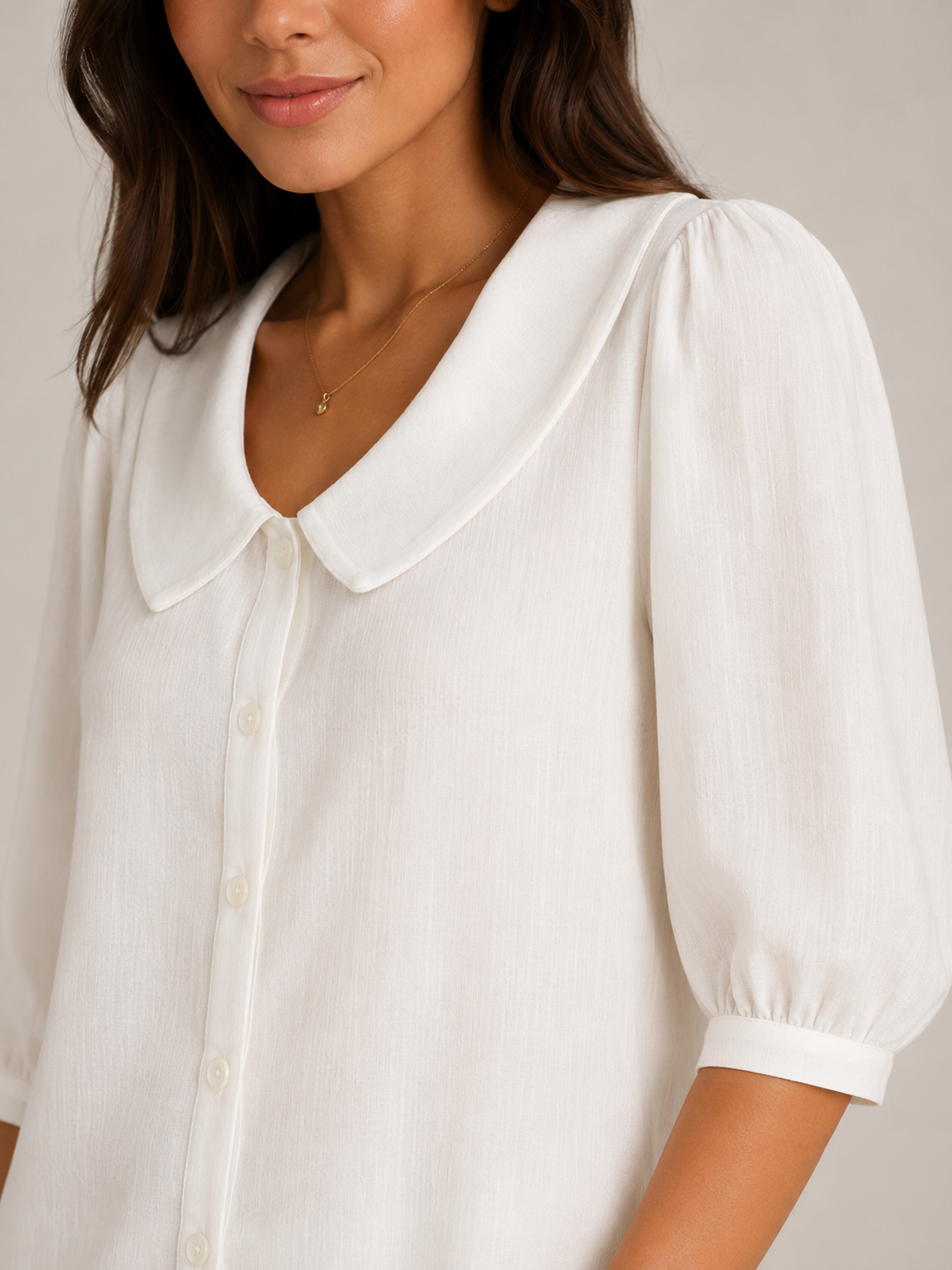 Sélorine - Dames Blouse Met Ronde Kraag En Knoopsluiting