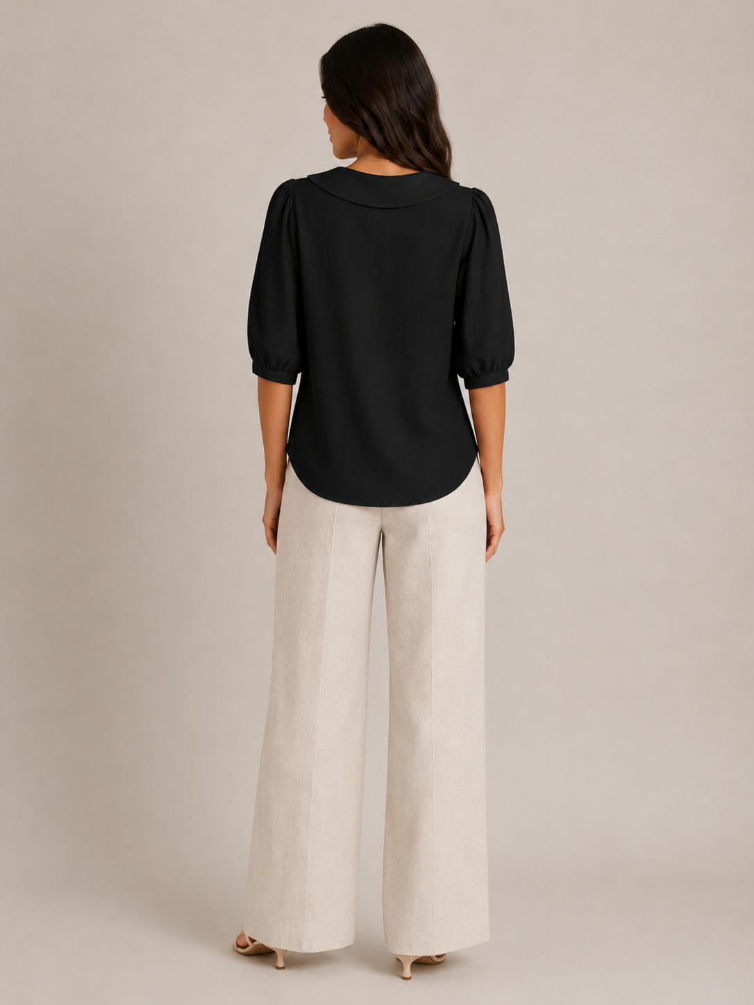 Sélorine - Dames Blouse Met Ronde Kraag En Knoopsluiting