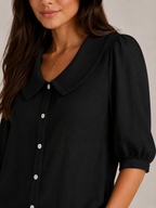 Sélorine - Dames Blouse Met Ronde Kraag En Knoopsluiting