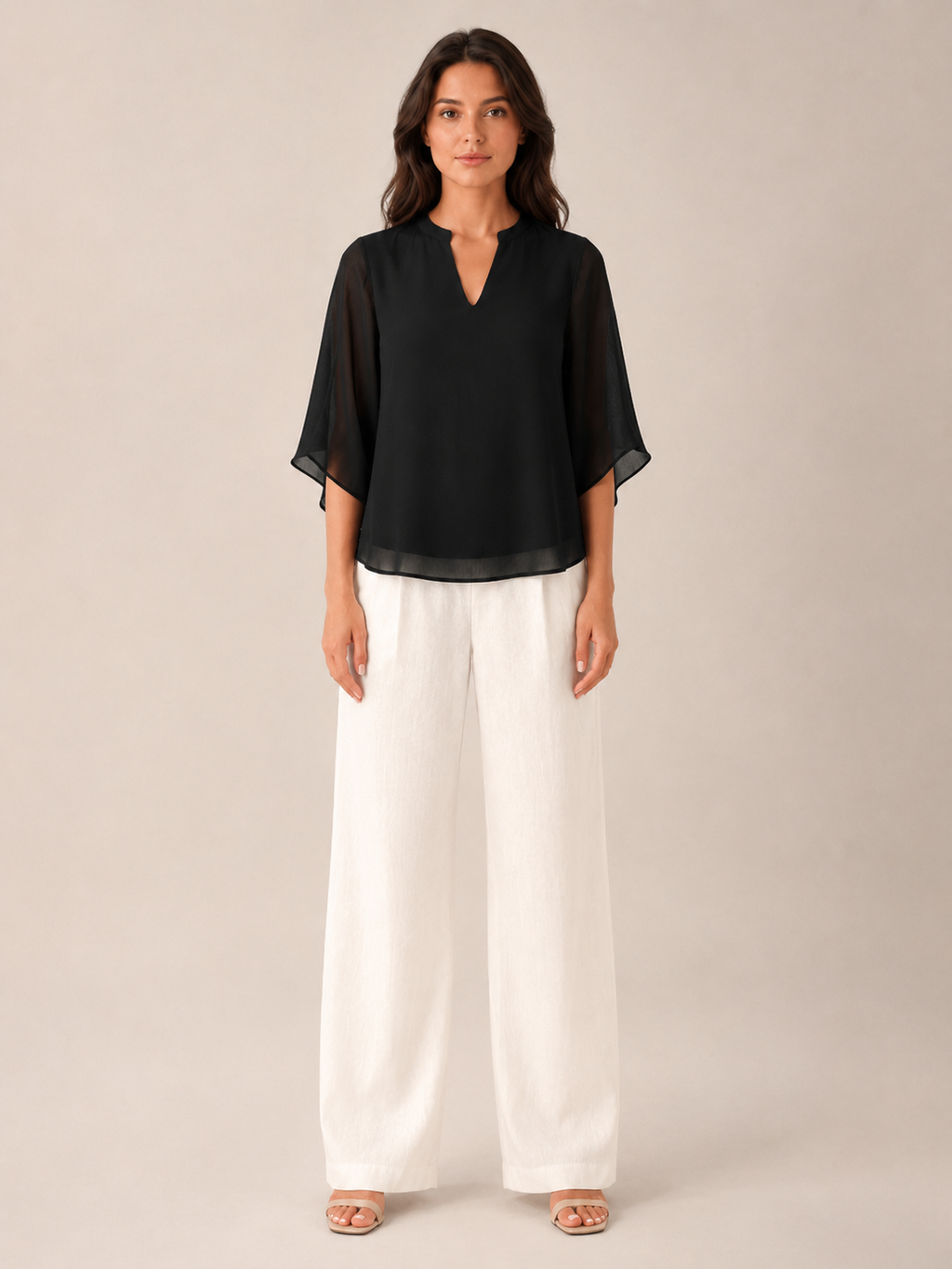 Samilène - Dames Blouse Met Split-hals En Wijde Mouwen