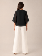 Samilène - Dames Blouse Met Split-hals En Wijde Mouwen
