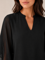 Samilène - Dames Blouse Met Split-hals En Wijde Mouwen