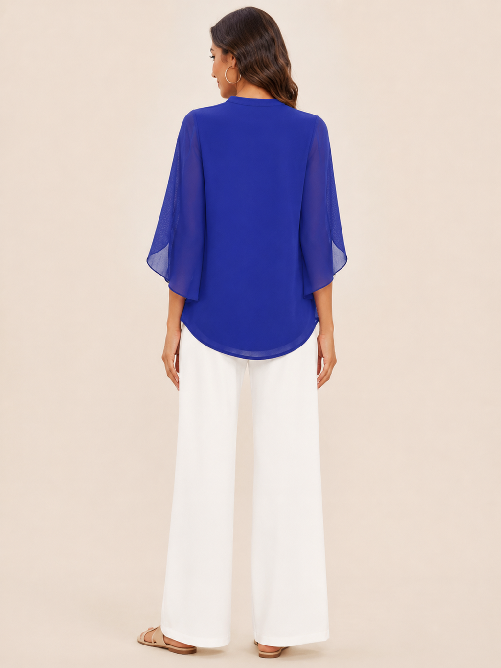 Samilène - Dames Blouse Met Split-hals En Wijde Mouwen