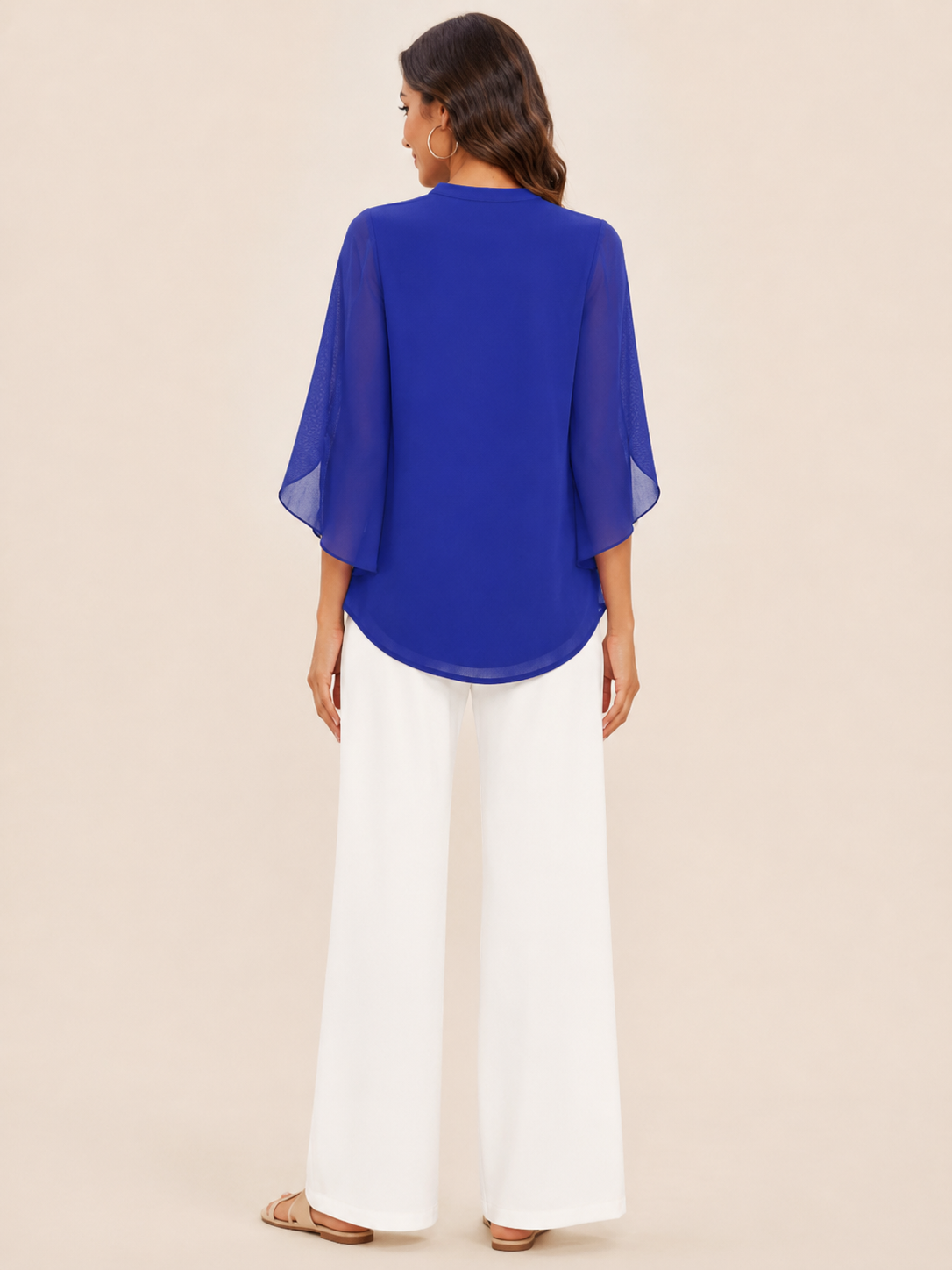Samilène - Dames Blouse Met Split-hals En Wijde Mouwen